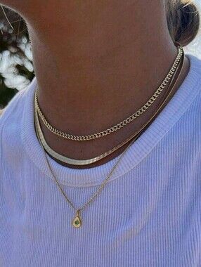NEW! 18K Gold Plated Elegant Triple Layered Chain Necklace Set- Women Jewelry
